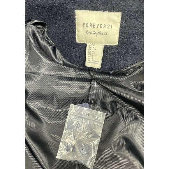 NWT Forever 21 Navy Blue Wool Blend Button Front Car Coat Jacket S Small - Picture 7 of 9
